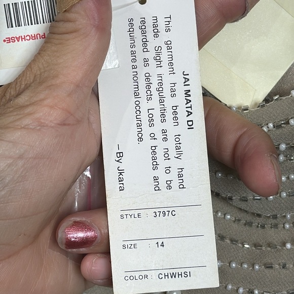 (R3) JKARA vintage Size 14 Full Length Champagne Beaded Formal Dress NWT - Picture 9 of 13